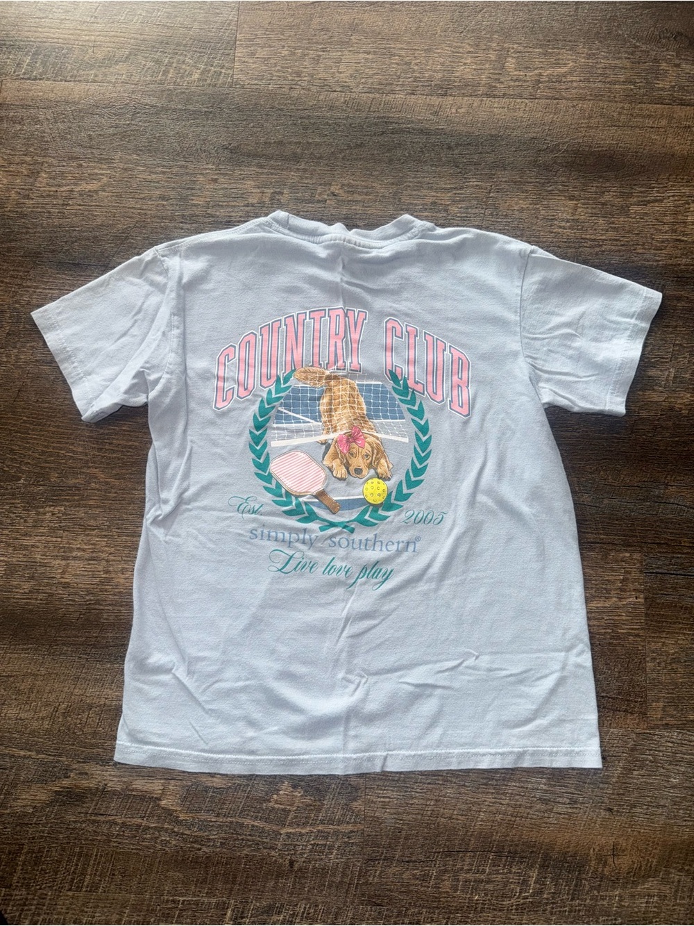 Simply Southern Kids 'Country Club' White Graphic Tee youth small 6/7